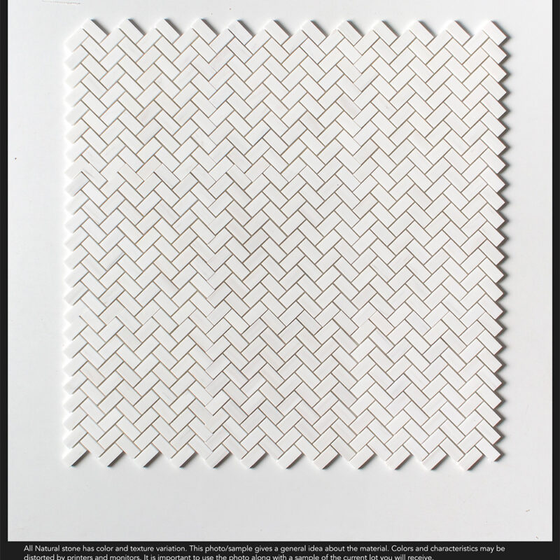 Snow White Honlu Herringbone 25x50mm Mozaik